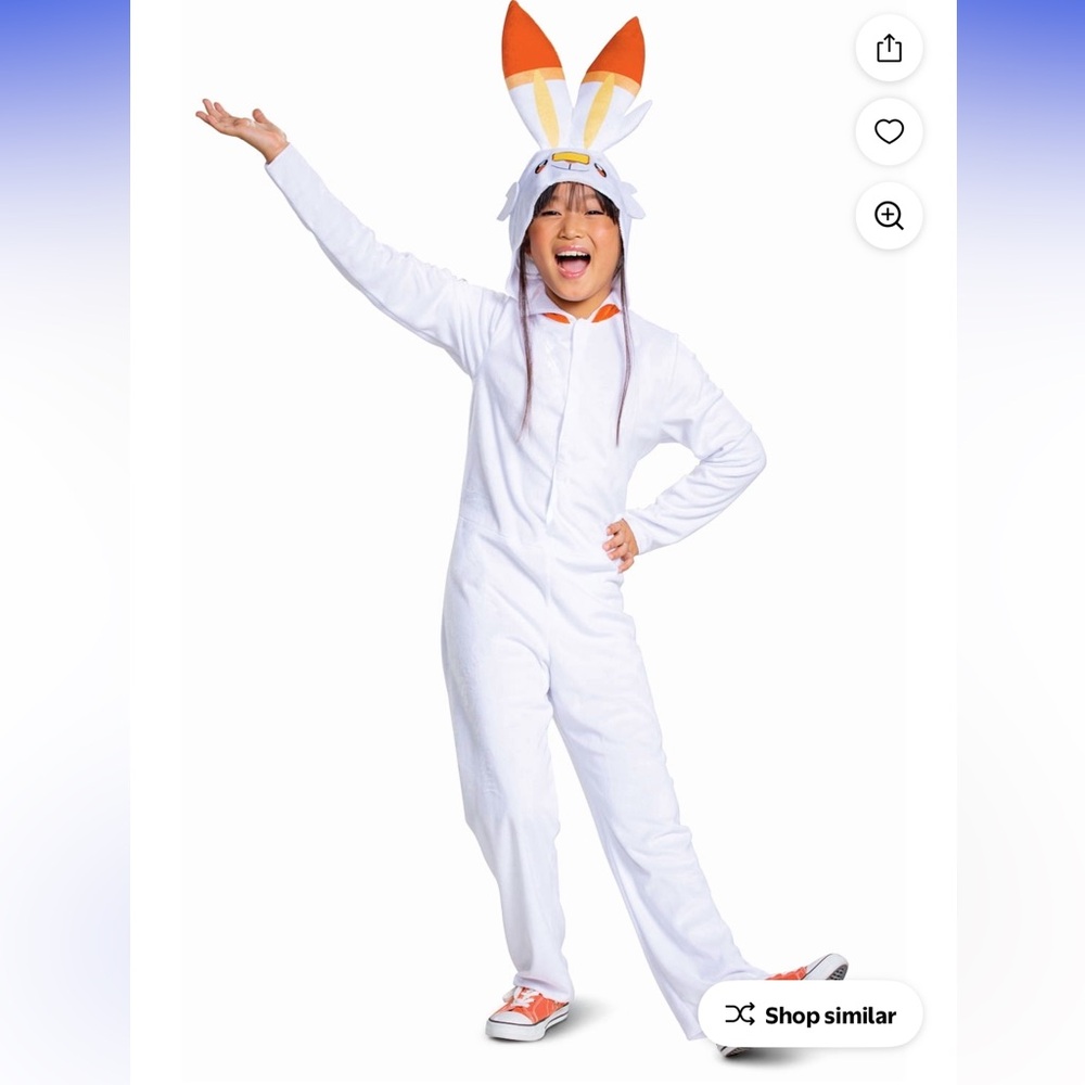 Pokemon Scorbunny Hooded Jumpsuit Classic Child Medium Unisex 7-8 Costume
